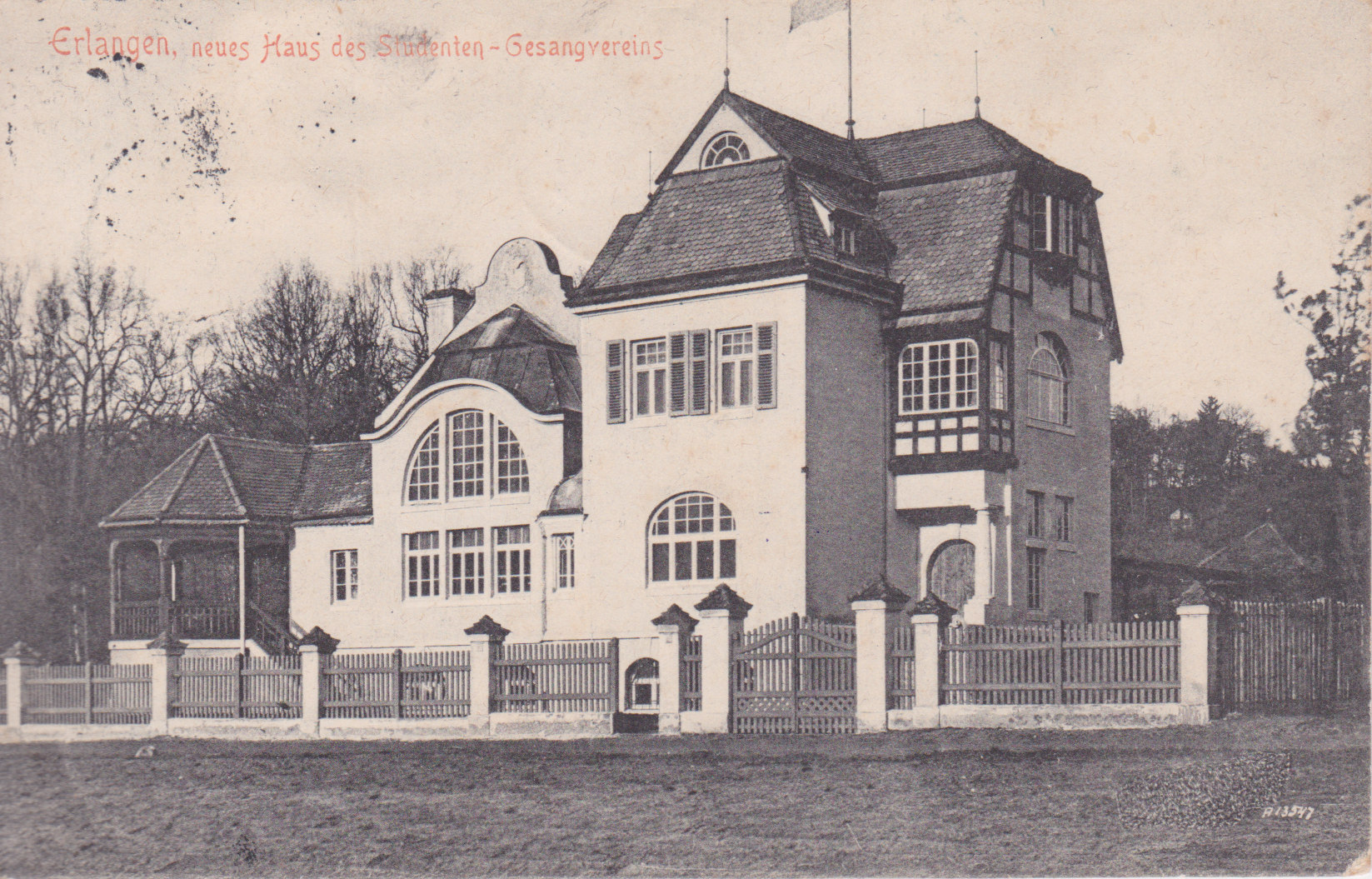 Ansichtskarte mit dem Haus des Studenten-Gesangvereins vom Mai 1906, Bildseite Ansichtskarte mit dem Haus des Studenten-Gesangvereins vom Mai 1906, Bildseite