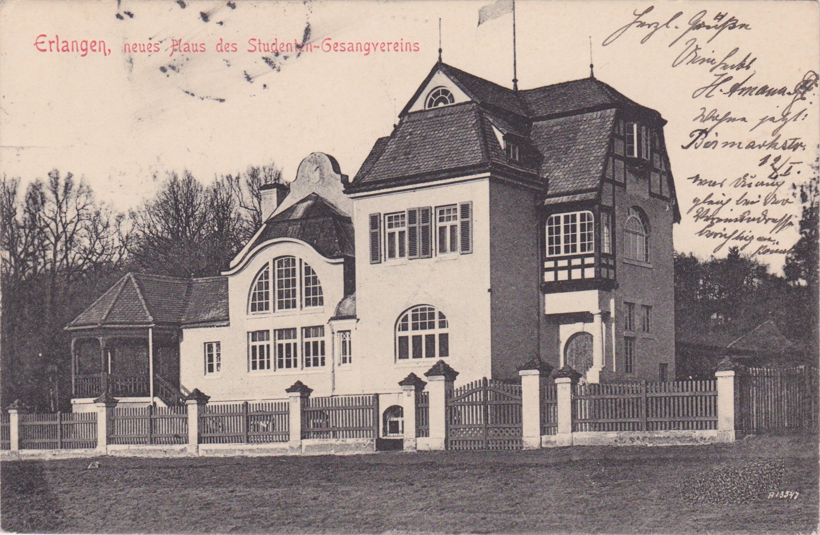 Ansichtskarte vom Verbindungshaus in der Spardorfer Straße, Bildseite Ansichtskarte vom Verbindungshaus in der Spardorfer Straße, Bildseite