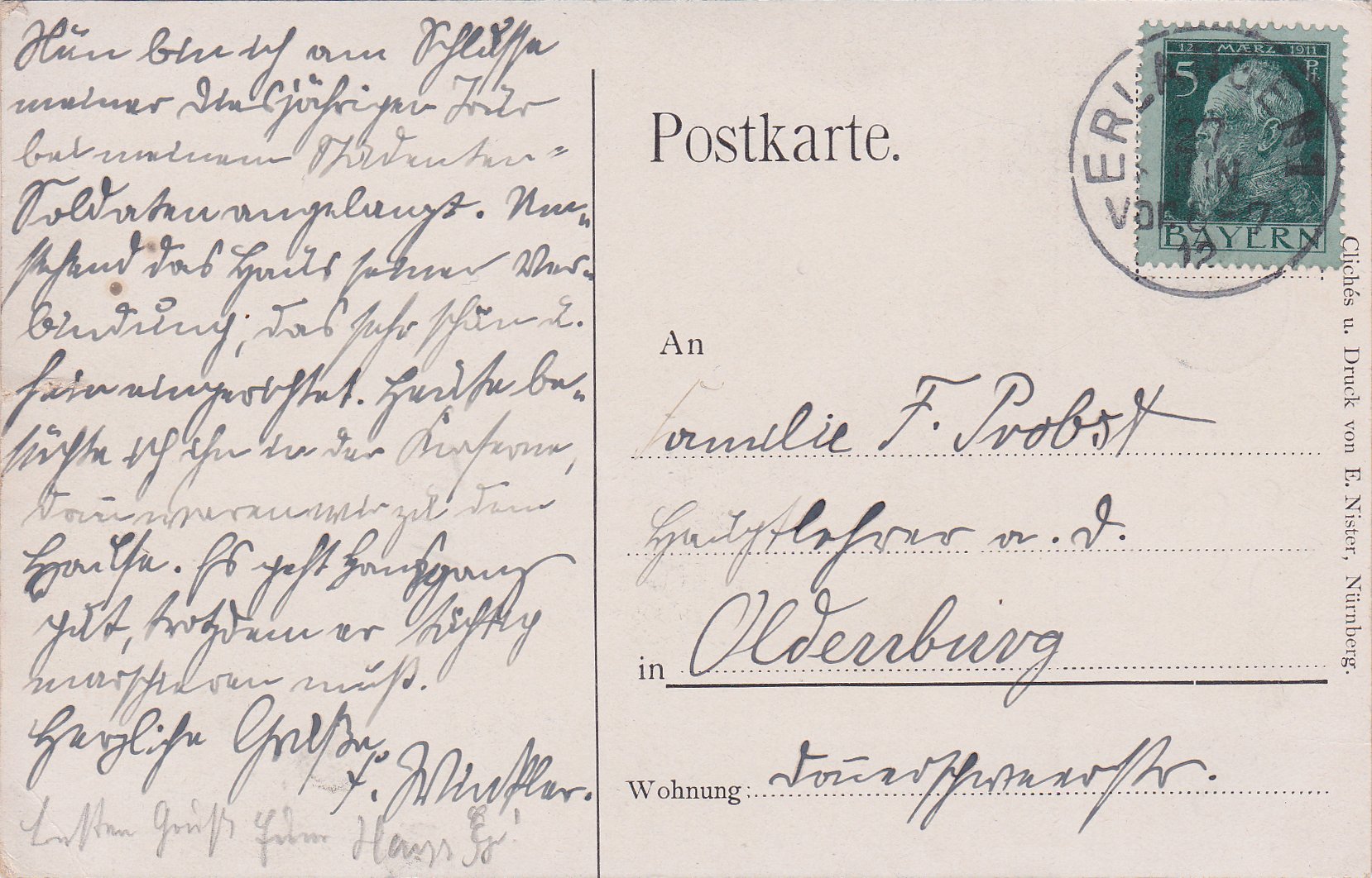 Ansichtskarte vom Verbindungshaus, 1912, Textseite Ansichtskarte vom Verbindungshaus, 1912, Textseite