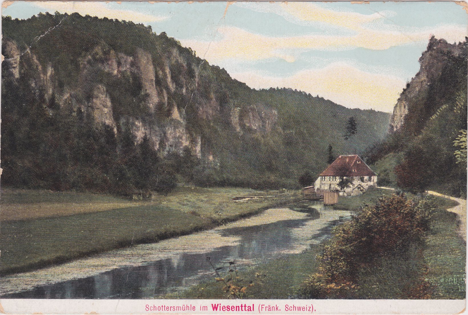 Ansichtskarte von der Schottersmühle, 1912, Bildseite Ansichtskarte von der Schottersmühle, 1912, Bildseite
