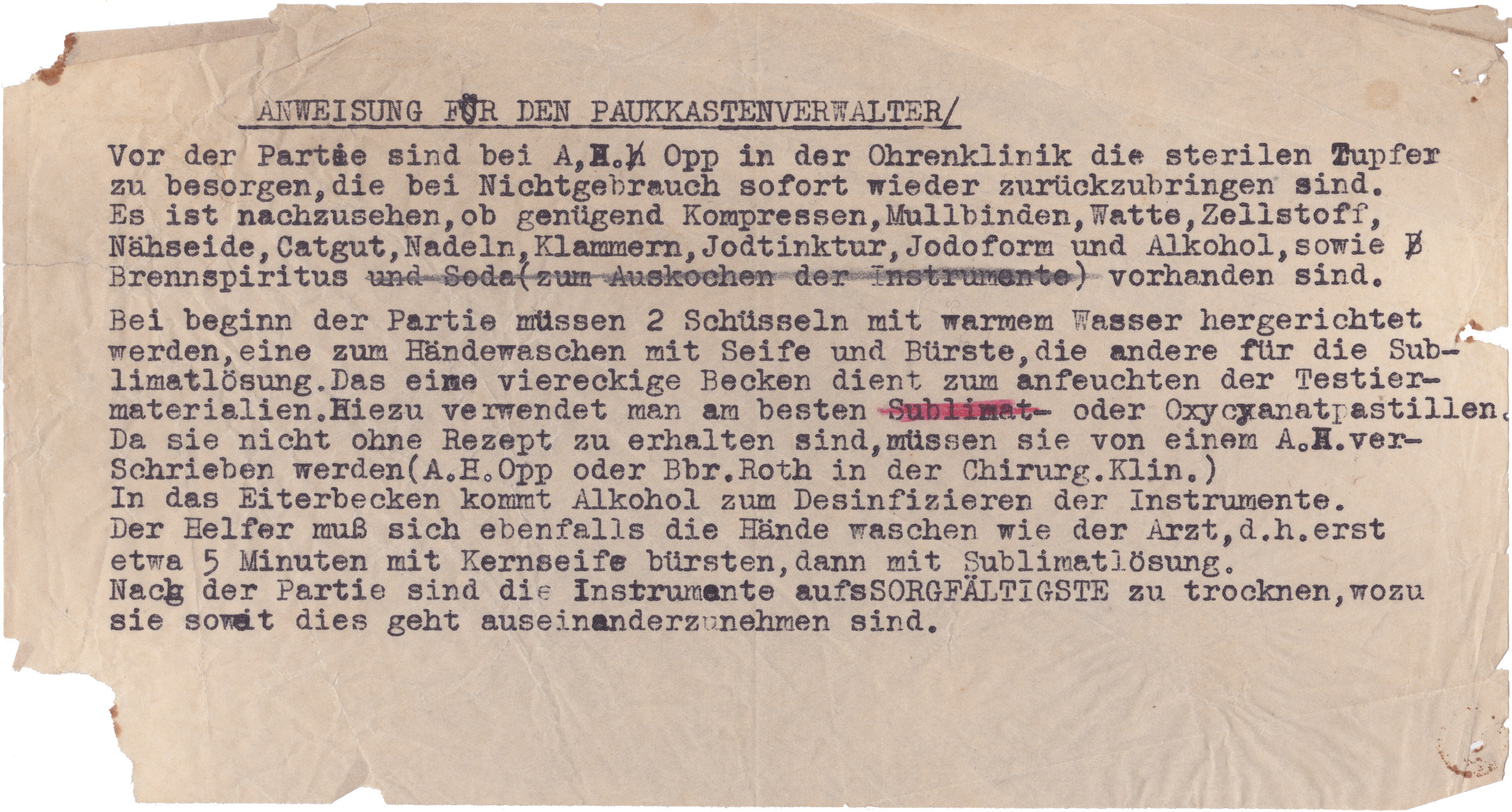 Anweisung für den Paukkastenverwalter Anweisung für den Paukkastenverwalter