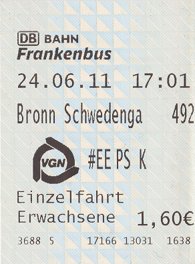 Fahrkarte von Bronn nach Pottenstein Fahrkarte von Bronn nach Pottenstein