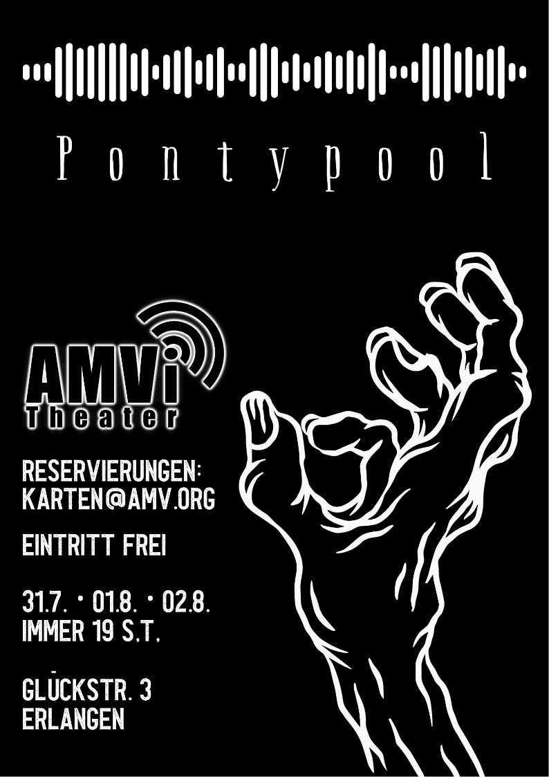 Plakat zum AMVi-Theaterstück „Pontypool“, Künstler unbekannt