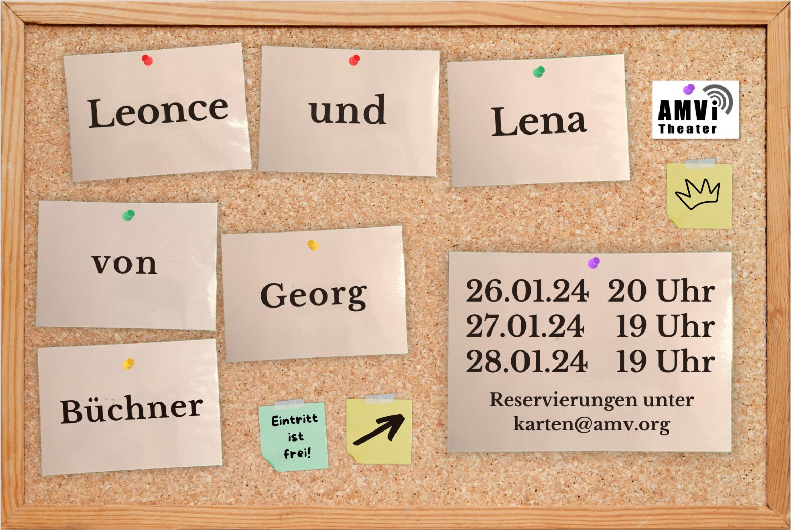 Plakat zum AMVi-Theaterstück „Leonce und Lena“, Künstler unbekannt Plakat zum AMVi-Theaterstück „Leonce und Lena“, Künstler unbekannt